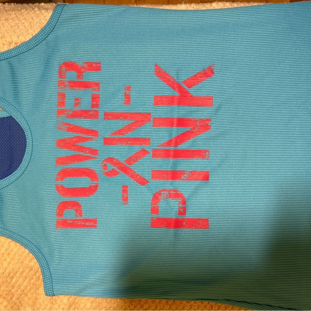 Under Armour Blue HeatGear Tank Rare Power In Pink Tank